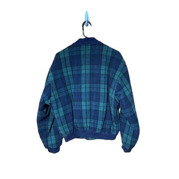 Mens vintage Gap blue and green plaid wool bomber jacket size S - Picture 6 of 7